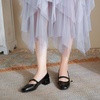 image:imageHee grand Mary Jane Chunky Heels for Women Shiny Patent Leather Dress Shoes Square Toe Block Heels Comfortable Mid Heel Work Pumps184black