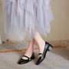 image:imageHee grand Mary Jane Chunky Heels for Women Shiny Patent Leather Dress Shoes Square Toe Block Heels Comfortable Mid Heel Work Pumps184black