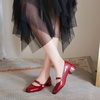 image:imageHee grand Mary Jane Chunky Heels for Women Shiny Patent Leather Dress Shoes Square Toe Block Heels Comfortable Mid Heel Work Pumps184red