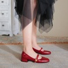image:imageHee grand Mary Jane Chunky Heels for Women Shiny Patent Leather Dress Shoes Square Toe Block Heels Comfortable Mid Heel Work Pumps184red