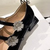 image:imageHee grand Mary Jane Chunky Heels for Women Shiny Patent Leather Square Toe Block Heels with Strap Sparkling Rhinestone Buckle Wedding Dress Shoes Comfortable Mid Heel Work Pumps183black