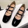 image:imageHee grand Mary Jane Chunky Heels for Women Shiny Patent Leather Square Toe Block Heels with Strap Sparkling Rhinestone Buckle Wedding Dress Shoes Comfortable Mid Heel Work Pumps183black