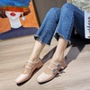 image:imageHee grand Mary Jane Chunky Heels for Women Shiny Patent Leather Square Toe Block Heels with Strap Sparkling Rhinestone Buckle Wedding Dress Shoes Comfortable Mid Heel Work Pumps183apricot