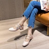 image:imageHee grand Mary Jane Chunky Heels for Women Shiny Patent Leather Square Toe Block Heels with Strap Sparkling Rhinestone Buckle Wedding Dress Shoes Comfortable Mid Heel Work Pumps183apricot