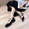 image:imageHee grand Mary Jane Chunky Heels for Women Shiny Patent Leather Square Toe Block Heels with Strap Sparkling Rhinestone Buckle Wedding Dress Shoes Comfortable Mid Heel Work Pumps183black