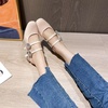 image:imageHee grand Mary Jane Chunky Heels for Women Shiny Patent Leather Square Toe Block Heels with Strap Sparkling Rhinestone Buckle Wedding Dress Shoes Comfortable Mid Heel Work Pumps183apricot