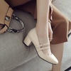 image:imageHee grand Mary Jane Chunky Heels for Women Square Toe Ankle Strap Block Heels Comfortable Mid Heel Work Pumps Patent Leather Dress Shoes188apricot