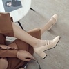 image:imageHee grand Mary Jane Chunky Heels for Women Square Toe Ankle Strap Block Heels Comfortable Mid Heel Work Pumps Patent Leather Dress Shoes188apricot