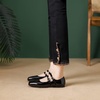 image:imageHee grand Mary Jane Flats for Women Patent Leather Dress Shoes Square Toe Adjustable Buckle Strap Ballet Flats495black