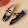image:imageHee grand Mary Jane Flats for Women Patent Leather Dress Shoes Square Toe Adjustable Buckle Strap Ballet Flats495black