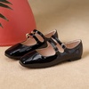 image:imageHee grand Mary Jane Flats for Women Patent Leather Dress Shoes Square Toe Adjustable Buckle Strap Ballet Flats495black