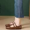 image:imageHee grand Mary Jane Flats for Women Patent Leather Dress Shoes Square Toe Adjustable Buckle Strap Ballet Flats495brown