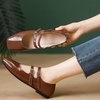 image:imageHee grand Mary Jane Flats for Women Patent Leather Dress Shoes Square Toe Adjustable Buckle Strap Ballet Flats495brown