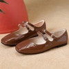 image:imageHee grand Mary Jane Flats for Women Patent Leather Dress Shoes Square Toe Adjustable Buckle Strap Ballet Flats495brown