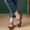 image:imageHee grand Mary Jane Flats for Women Patent Leather Dress Shoes Square Toe Adjustable Buckle Strap Ballet Flats495brown