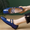 image:imageHee grand Mary Jane Flats for Women Patent Leather Dress Shoes Square Toe Adjustable Buckle Strap Ballet Flats495dark Blue