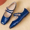 image:imageHee grand Mary Jane Flats for Women Patent Leather Dress Shoes Square Toe Adjustable Buckle Strap Ballet Flats495dark Blue