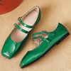 image:imageHee grand Mary Jane Flats for Women Patent Leather Dress Shoes Square Toe Adjustable Buckle Strap Ballet Flats495green