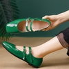 image:imageHee grand Mary Jane Flats for Women Patent Leather Dress Shoes Square Toe Adjustable Buckle Strap Ballet Flats495green