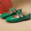 image:imageHee grand Mary Jane Flats for Women Patent Leather Dress Shoes Square Toe Adjustable Buckle Strap Ballet Flats495green
