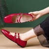 image:imageHee grand Mary Jane Flats for Women Patent Leather Dress Shoes Square Toe Adjustable Buckle Strap Ballet Flats495red