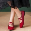 image:imageHee grand Mary Jane Flats for Women Patent Leather Dress Shoes Square Toe Adjustable Buckle Strap Ballet Flats495red