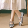 image:imageHee grand Mary Jane Flats for Women Patent Leather Dress Shoes Square Toe Adjustable Buckle Strap Ballet Flats495silver