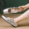 image:imageHee grand Mary Jane Flats for Women Patent Leather Dress Shoes Square Toe Adjustable Buckle Strap Ballet Flats495silver
