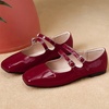 image:imageHee grand Mary Jane Flats for Women Patent Leather Dress Shoes Square Toe Adjustable Buckle Strap Ballet Flats495wine Red