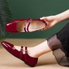 image:imageHee grand Mary Jane Flats for Women Patent Leather Dress Shoes Square Toe Adjustable Buckle Strap Ballet Flats495wine Red