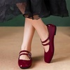 image:imageHee grand Mary Jane Flats for Women Patent Leather Dress Shoes Square Toe Adjustable Buckle Strap Ballet Flats495wine Red