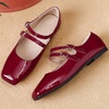 image:imageHee grand Mary Jane Flats for Women Patent Leather Dress Shoes Square Toe Adjustable Buckle Strap Ballet Flats495wine Red