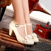 image:imageHee grand Mary Jane Heels for Women Closed Round Toe TStrap Bow Chunky Block Heels Soft Leather Office Work Pumps Wedding Dress Shoes Large Size190beige
