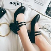 image:imageHee grand Mary Jane Low Heels for Women Closed Round Toe Chunky Block Double Ankle Strap Bow Pumps Wedding Office Work Dress Shoes189black