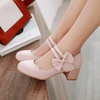 image:imageHee grand Mary Jane Low Heels for Women Closed Round Toe Chunky Block Double Ankle Strap Bow Pumps Wedding Office Work Dress Shoes189pink