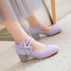 image:imageHee grand Mary Jane Low Heels for Women Closed Round Toe Chunky Block Double Ankle Strap Bow Pumps Wedding Office Work Dress Shoes189purple