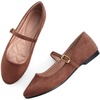 image:imageHee grand Mary Jane Shoes for Women Buckle Strap Ballet Flats Comfortable Leather Dress Shoes489brownsuede