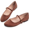 image:imageHee grand Mary Jane Shoes for Women Buckle Strap Ballet Flats Comfortable Leather Dress Shoes489brownsuede