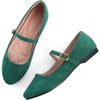 image:imageHee grand Mary Jane Shoes for Women Buckle Strap Ballet Flats Comfortable Leather Dress Shoes489greensuede