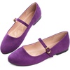 image:imageHee grand Mary Jane Shoes for Women Buckle Strap Ballet Flats Comfortable Leather Dress Shoes489purplesuede