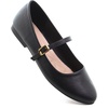 image:imageHee grand Mary Jane Shoes for Women Buckle Strap Ballet Flats Comfortable Leather Dress Shoes681blackpu