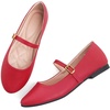 image:imageHee grand Mary Jane Shoes for Women Buckle Strap Ballet Flats Comfortable Leather Dress Shoes681redpu