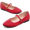 image:imageHee grand Mary Jane Shoes for Women Buckle Strap Ballet Flats Comfortable Leather Dress Shoes681redpu