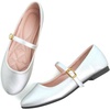 image:imageHee grand Mary Jane Shoes for Women Buckle Strap Ballet Flats Comfortable Leather Dress Shoes681silverpu