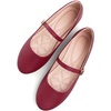 image:imageHee grand Mary Jane Shoes for Women Buckle Strap Ballet Flats Comfortable Leather Dress Shoes681wine Redpu