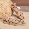 image:imageHee grand Mesh Ballet Flats for Women Floral Embroidered Round Toe Ballerina Shoes Mary Jane FlatsApricot