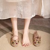 image:imageHee grand Mesh Ballet Flats for Women Floral Embroidered Round Toe Ballerina Shoes Mary Jane FlatsApricot