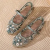 image:imageHee grand Mesh Ballet Flats for Women Floral Embroidered Round Toe Ballerina Shoes Mary Jane FlatsGreen