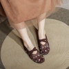 image:imageHee grand Mesh Ballet Flats for Women Floral Embroidered Round Toe Mary Jane Flats Dress Ballerina ShoesBrown