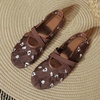 image:imageHee grand Mesh Ballet Flats for Women Floral Embroidered Round Toe Mary Jane Flats Dress Ballerina ShoesBrown
